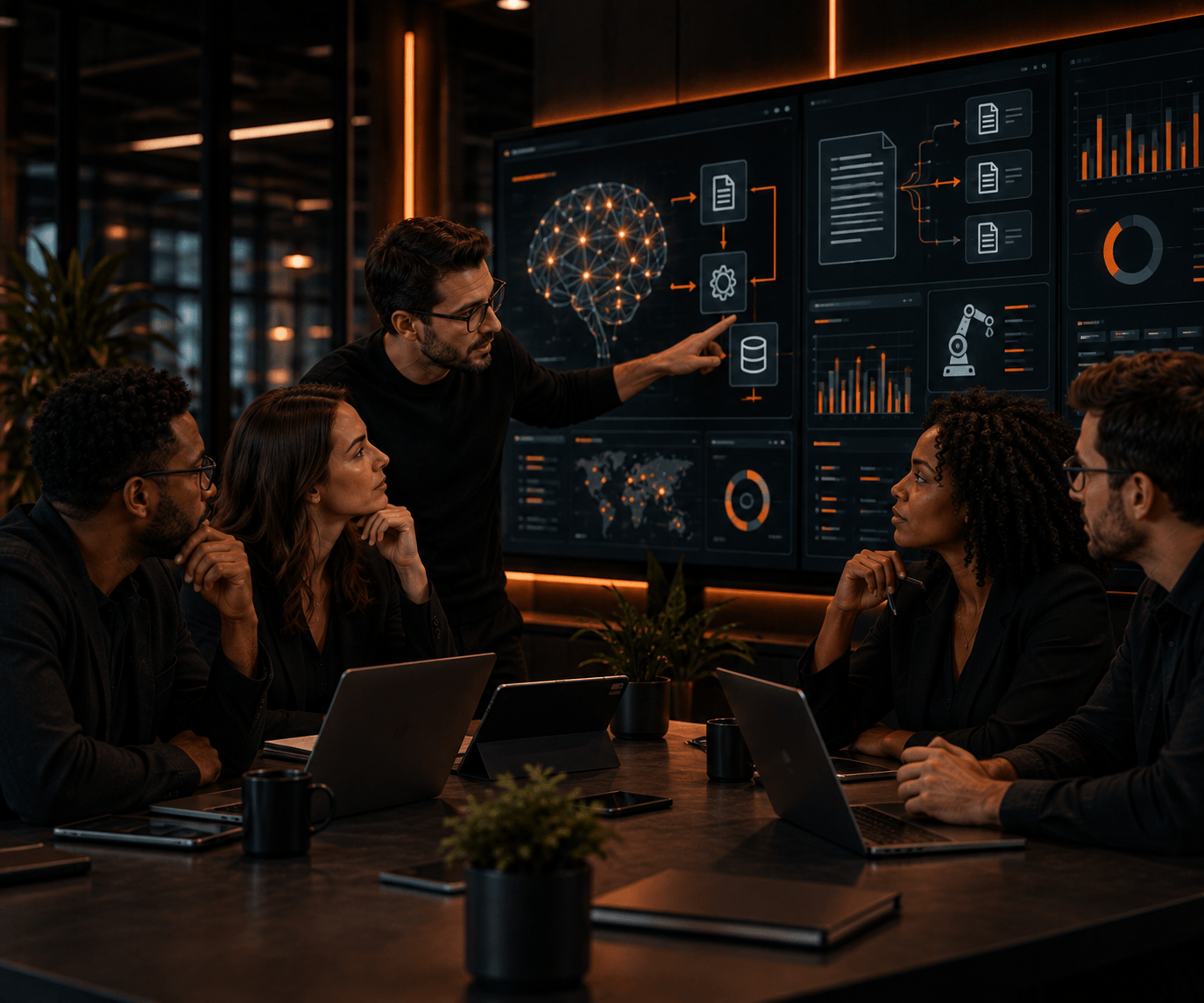 Neural network representing artificial intelligence applied to business processes
